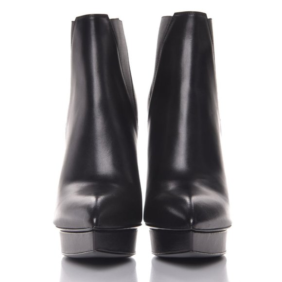 NIB YSL SAINT LAURENT BLACK YETI PLATFORM LEATHER ANKLE BOOTS BOOTIES SIGNATURE - Picture 3 of 7